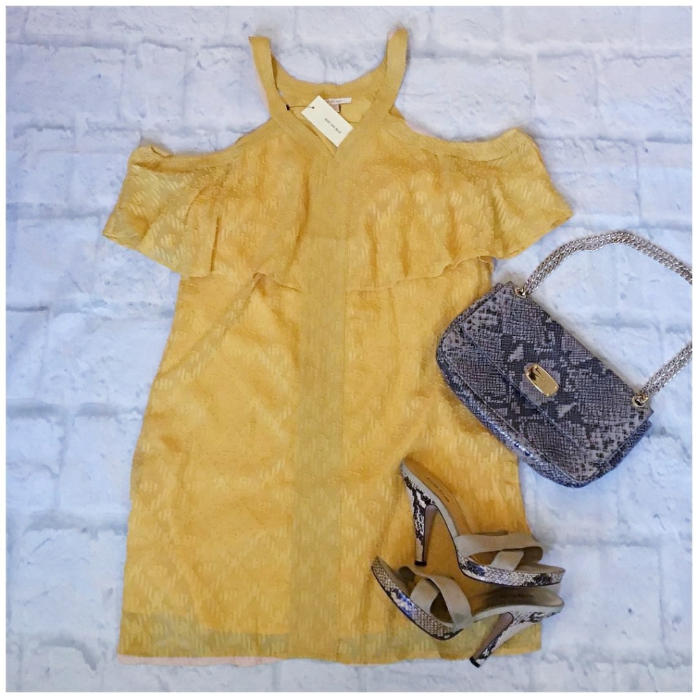 LAST ONE❗️SKIES ARE BLUE Anthro Mustard Short Dress - Picture 5 of 6